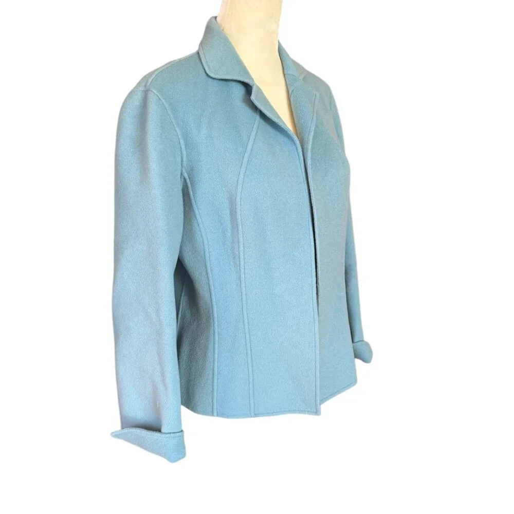 Talbots Petites wool collared long sleeve open cardigan sweater jacket P4